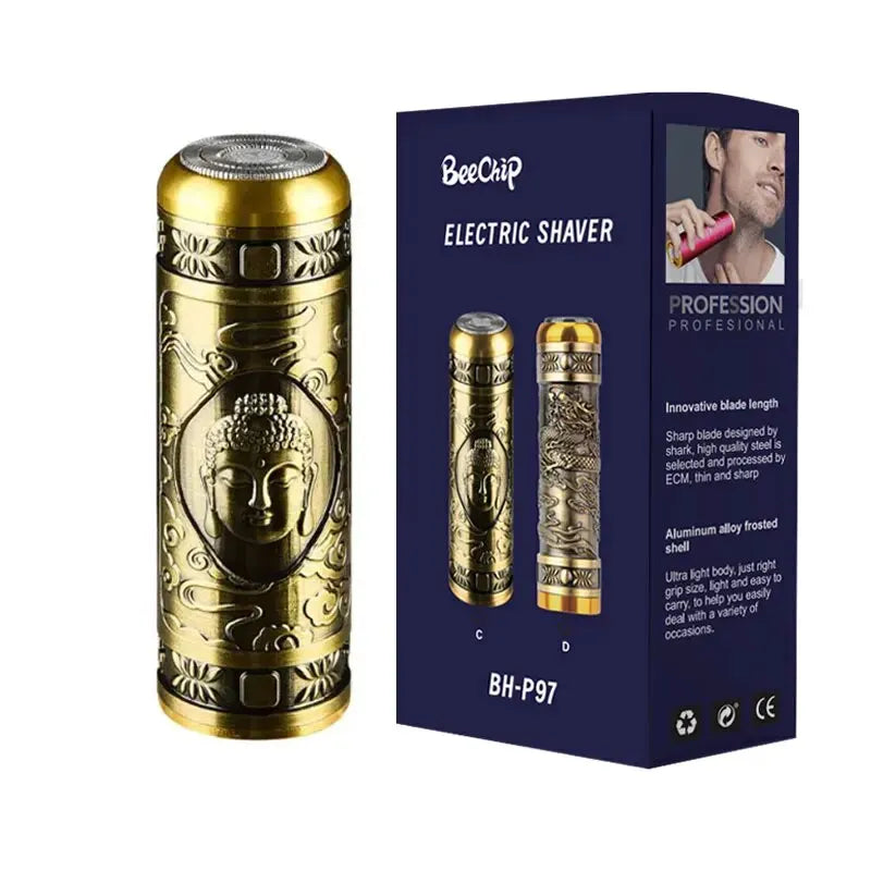 Afeitadora Eléctrica Portátil Dorada – Edición Buda