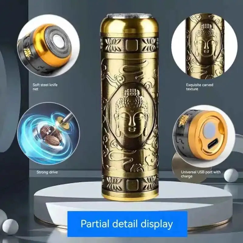 Afeitadora Eléctrica Portátil Dorada – Edición Buda