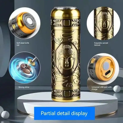 Afeitadora Eléctrica Portátil Dorada – Edición Buda